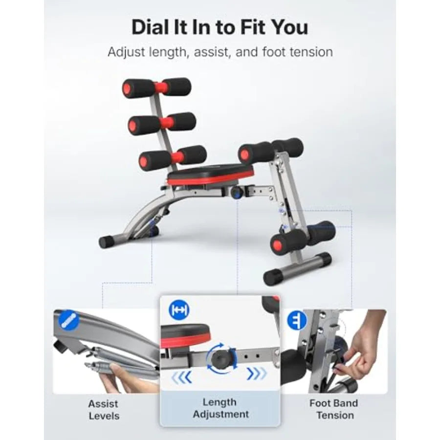 Home gym ab machine: steel frame black multi-functional adjustable sit-up bench for abdominal and full-body workouts