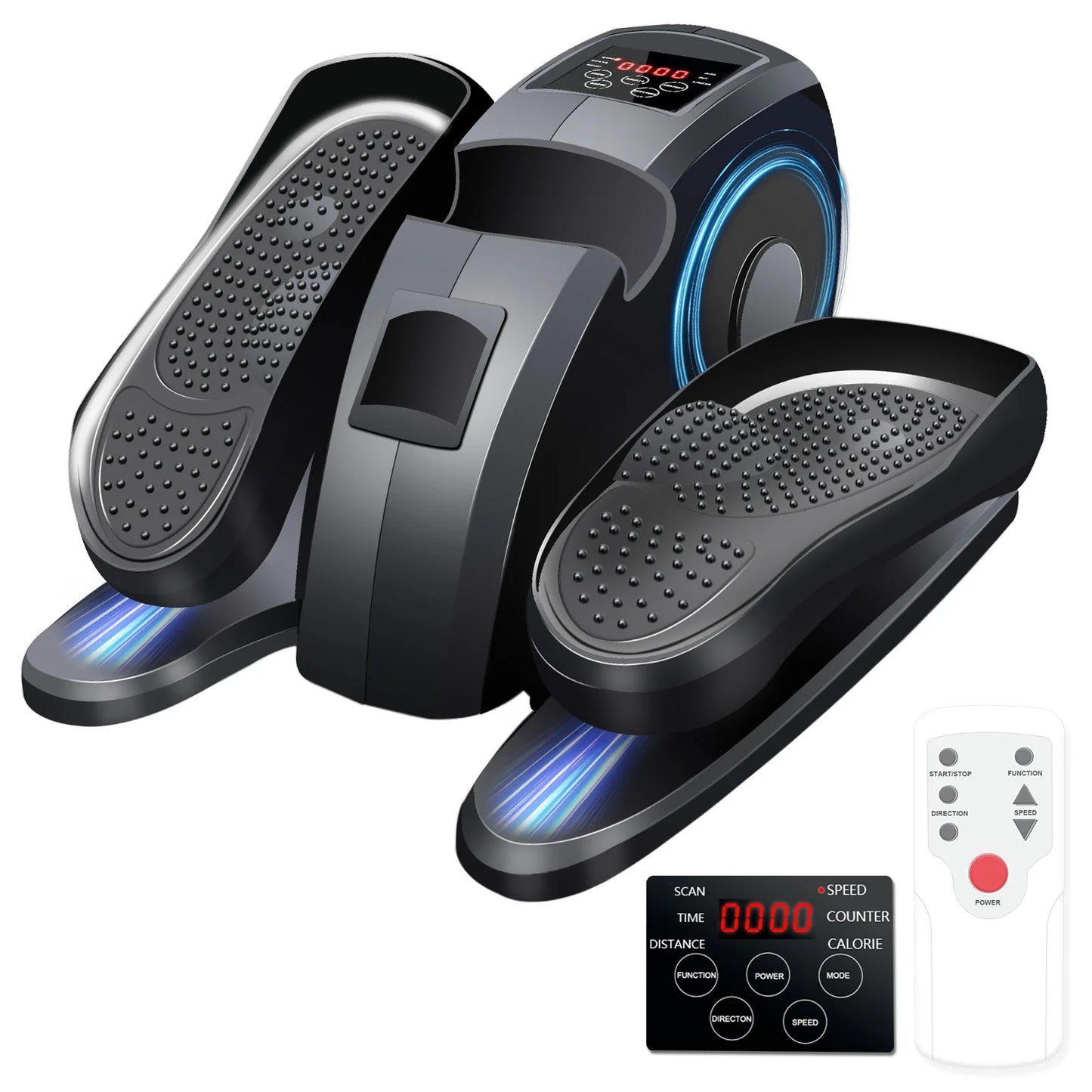 Mini Portable Under-Desk Elliptical Machine with Pre-Installed Seated Pedal Leg Exerciser Remote Control for Seniors Adults
