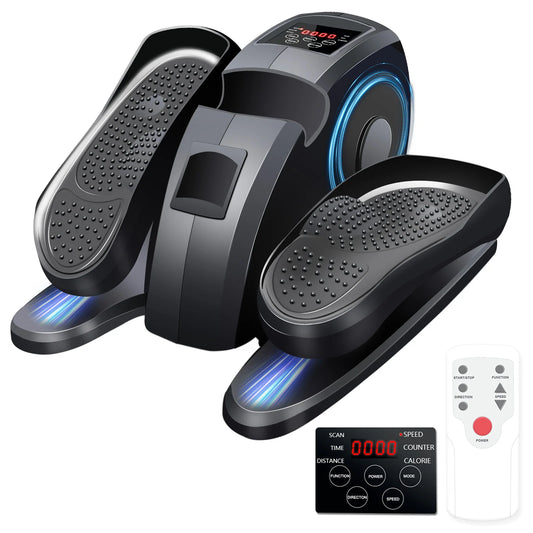 Mini Portable Under-Desk Elliptical Machine with Pre-Installed Seated Pedal Leg Exerciser Remote Control for Seniors Adults