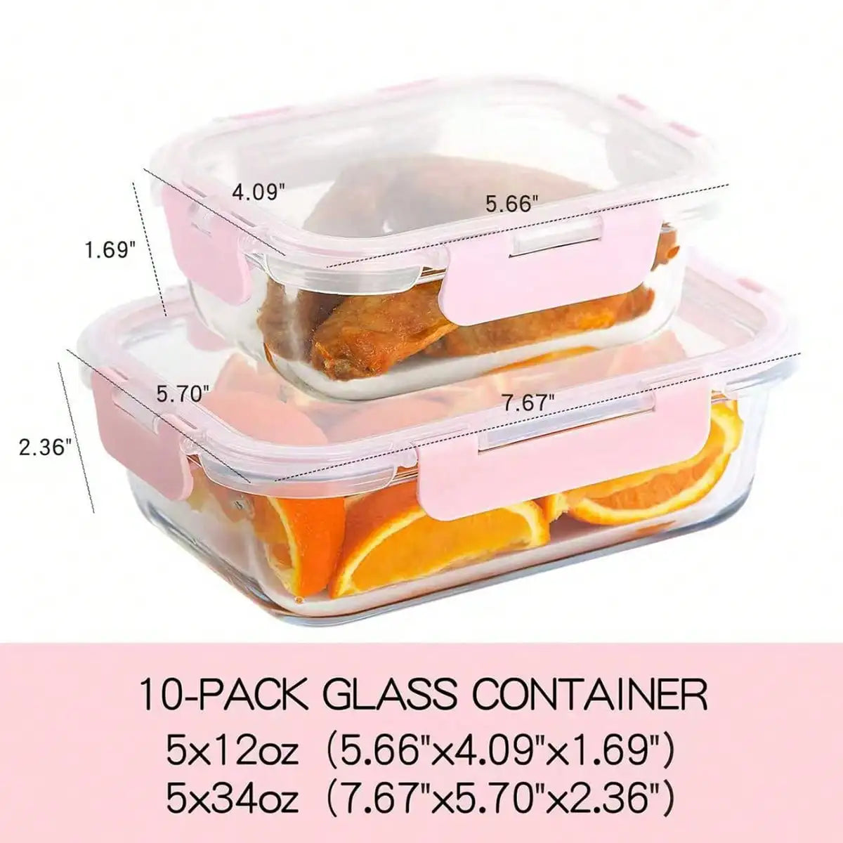 10 Pack Glass Meal Prep Containers, Food Storage Containers With Lids Airtight, Glass Lunch Boxes, Microwave, Oven, Freezer And Dishwasher