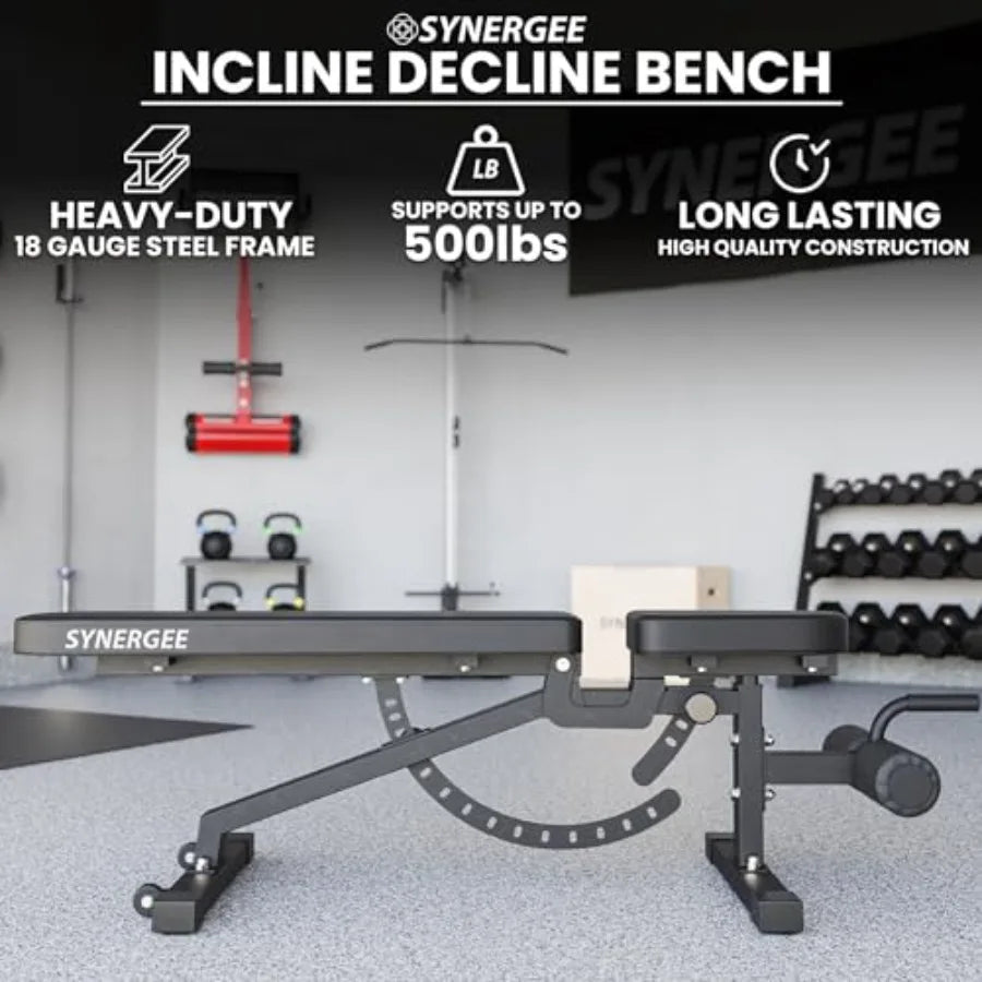 Adjustable Incline Decline Workout Bench for Dumbbell Barbell Press Steel Frame Black Compact Design for Home Commercial Garage