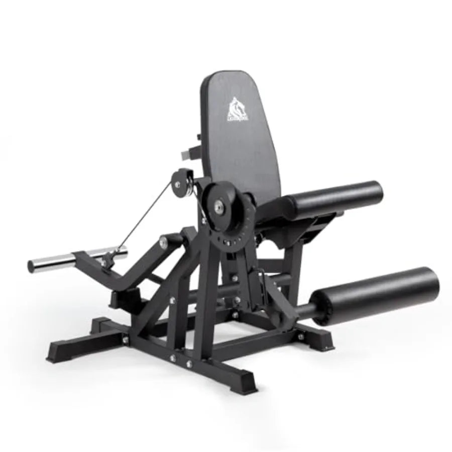 Home gym leg extension and curl machine, steel frame, black, 800lbs capacity, adjustable seated extension and lying curl bench,