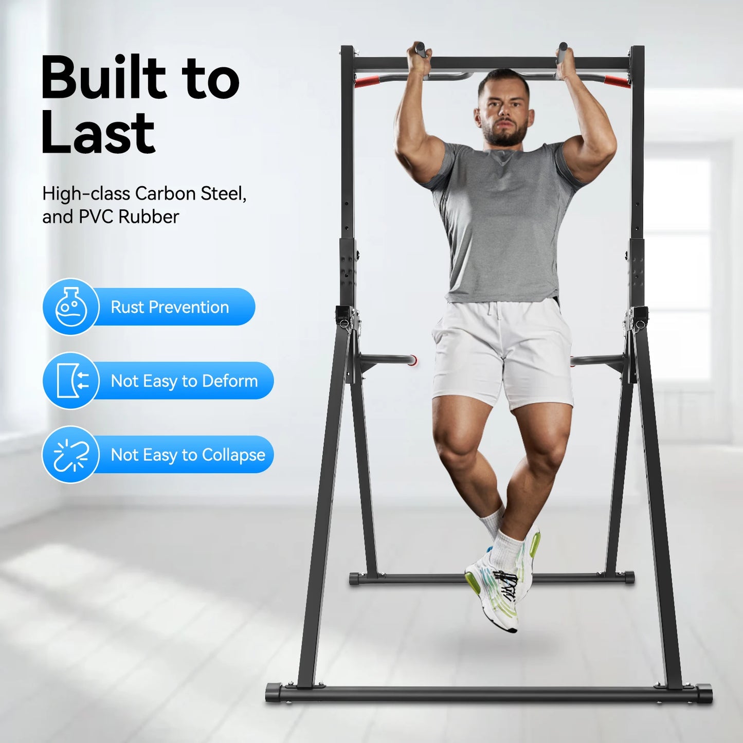 Pull Up Bar, 440LBS Weight Capacity, Power Tower Workout Dip Station Height Adjustable Free Standing for Strength Training
