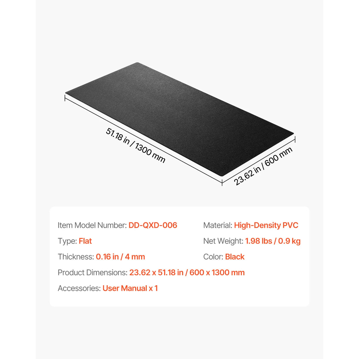 Treadmill Mat for Carpet Floor 0.16/0.24 in Thickness High Density PVC Waterproof Non-slip Mat for Elliptical Home Gym