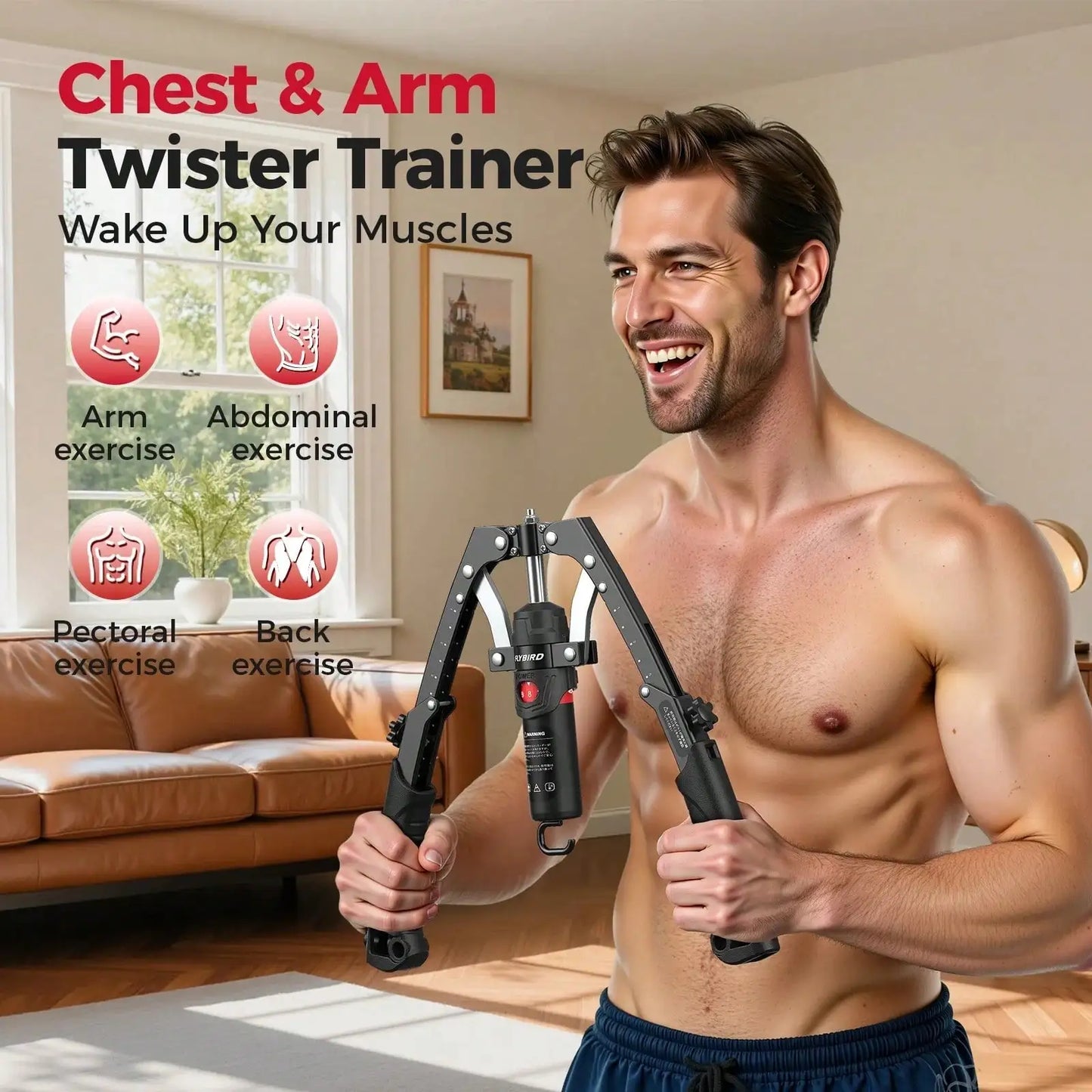 2-IN-1 Arm Trainer With Ab Roller Wheel, Adjustable 22-440lbs Hydraulic Power Chest, Shoulders, Forearm, Triceps &Amp; Core Muscle Strengthener (Includes Backpack & Pad)