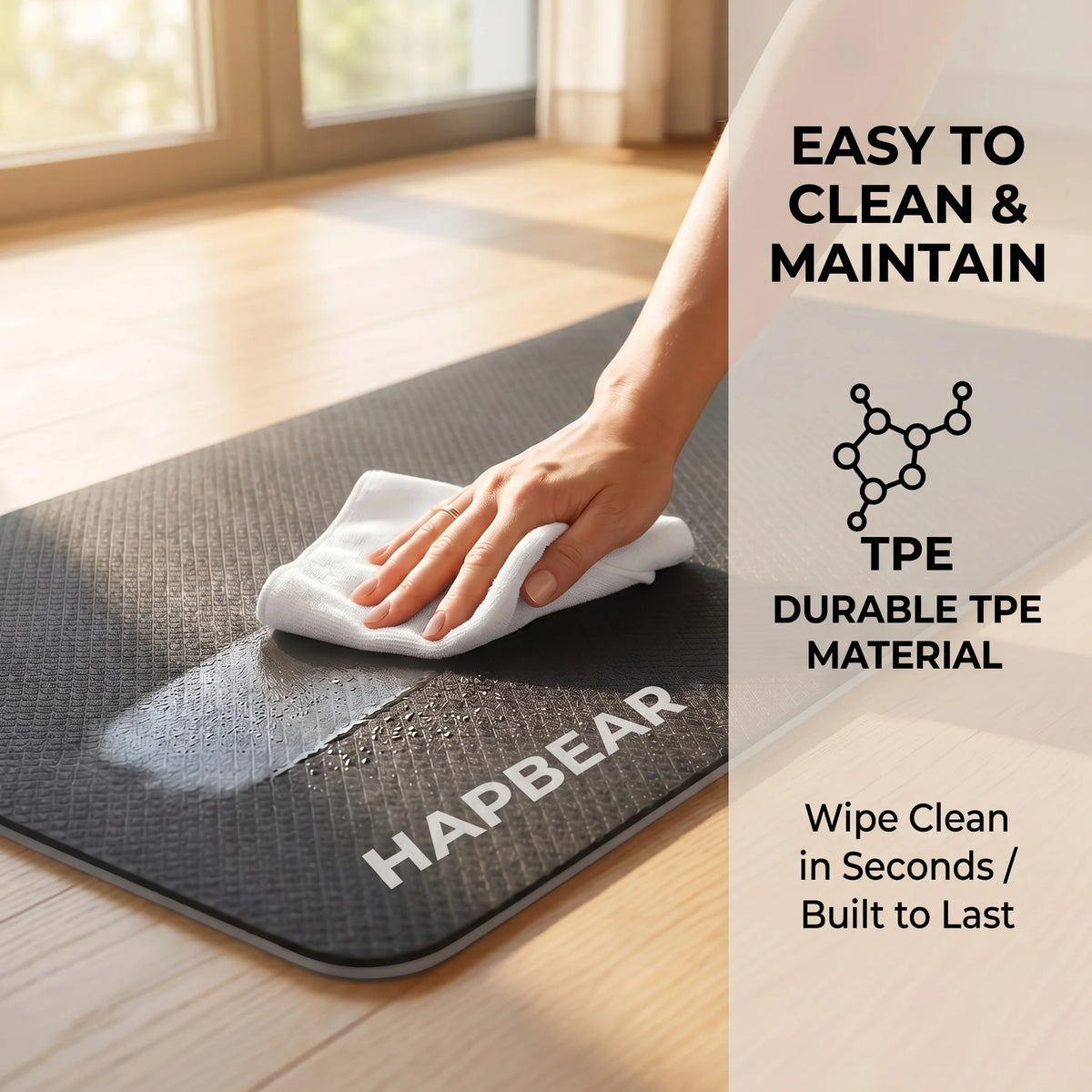 HAPBEAR Large Yoga Mat, Extra Wide 72"x36" 6mm TPE Double Sided Non Slip Exercise Mat, Non-Slip Textured Surface, Durable Cushion Floor Mat for Home Workout Yoga Pilates Stretching, Includes Carry Bag