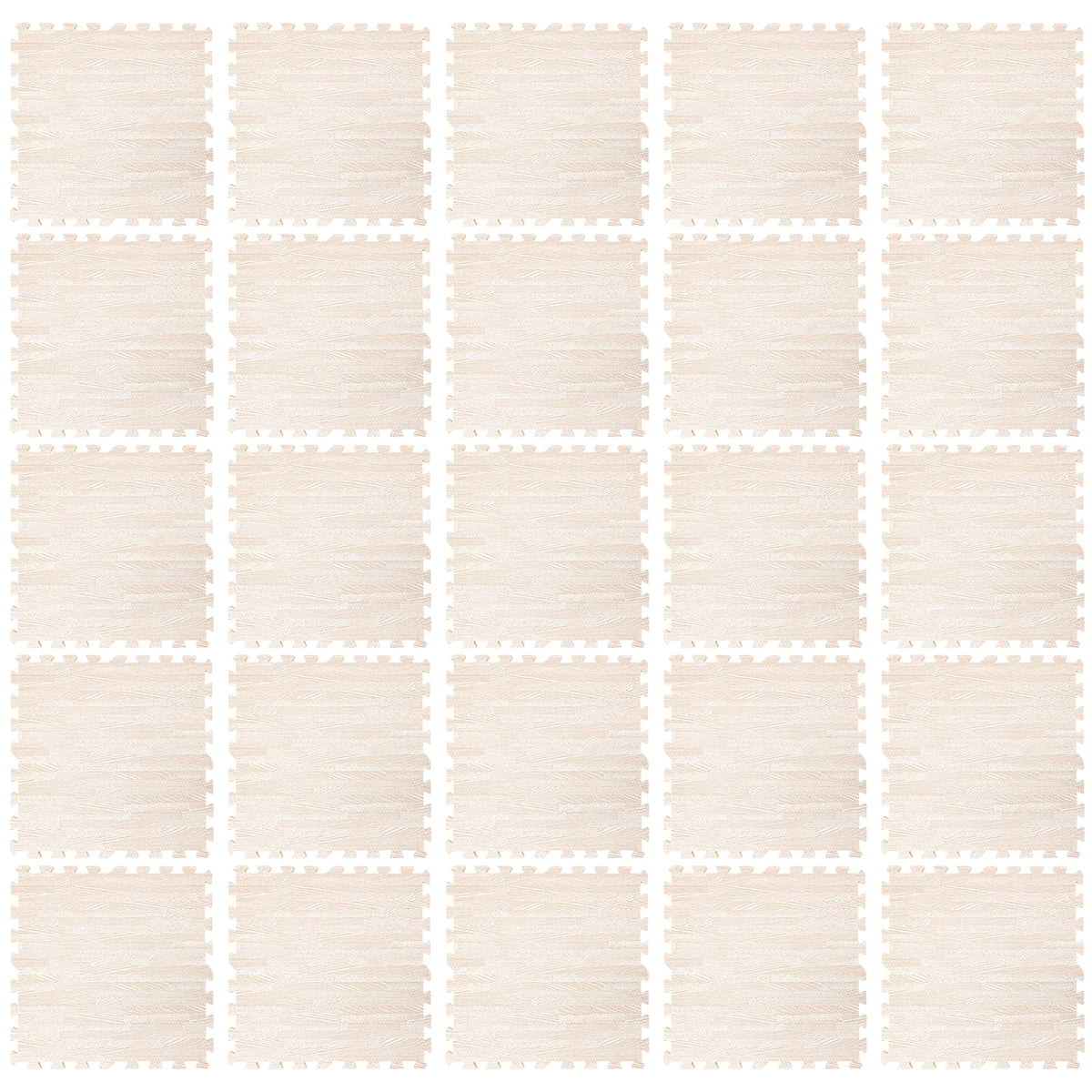 24"x24" Patchwork Foam Mat, 25PCS Thick Printed Foam Tiles, White Wood Grain Style Protective Flooring, Foam Floor Tiles Exercise Mat