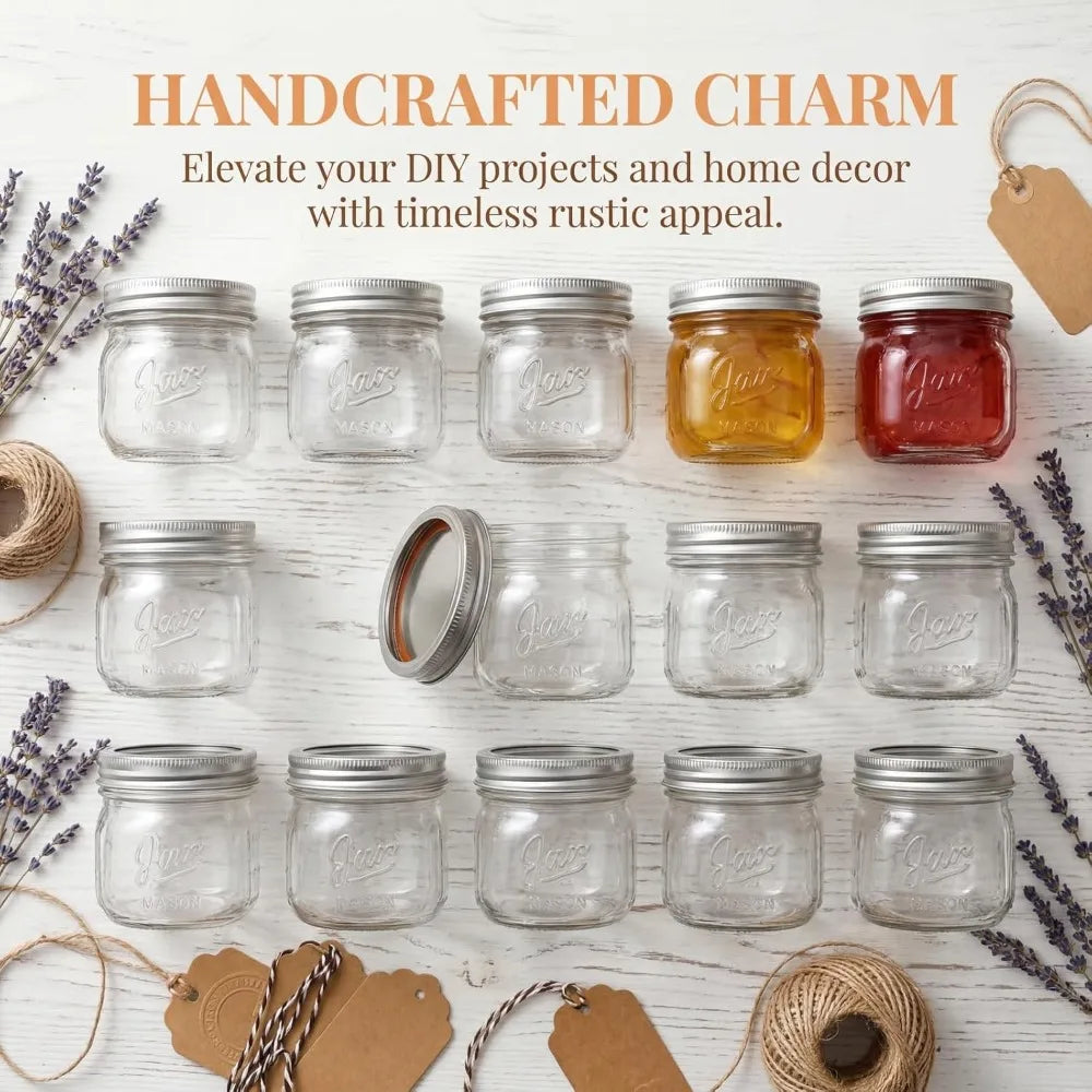 12 Pack Wide Mouth Mason Jars, 12 Oz Glass Canning Jars with Airtight Lids
