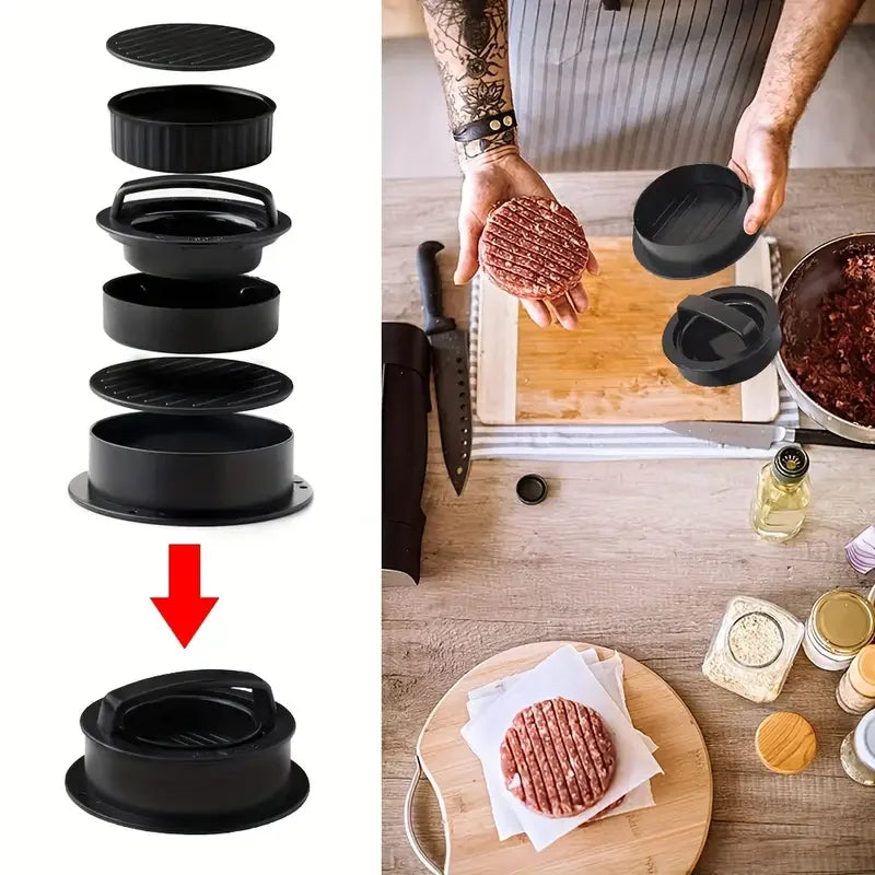 Burger Press Mold & Patty Press Maker -3 in 1 Stuffed Hamburger Patty Maker Perfect for Beef, Chicken Patties