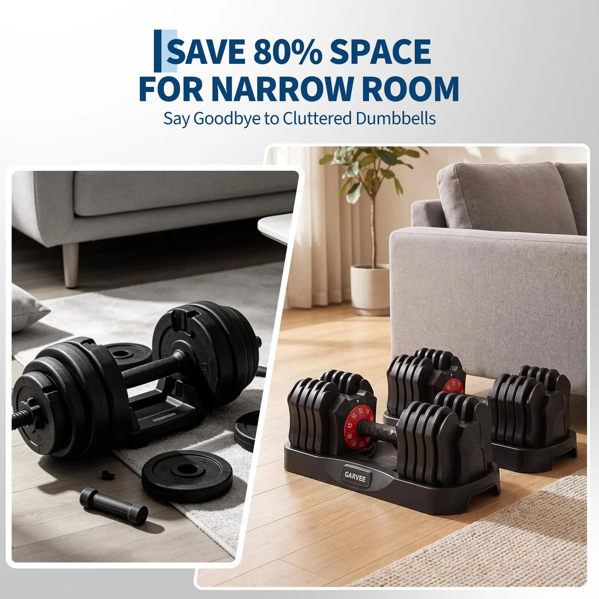 Adjustable Dumbbell with Storage Tray, Cast Iron Quick Dial Hand Weight with Anti-Slip Knurled Handle, 11.34 KG Single Dumbbell for Home Gym Full Body Strength Training