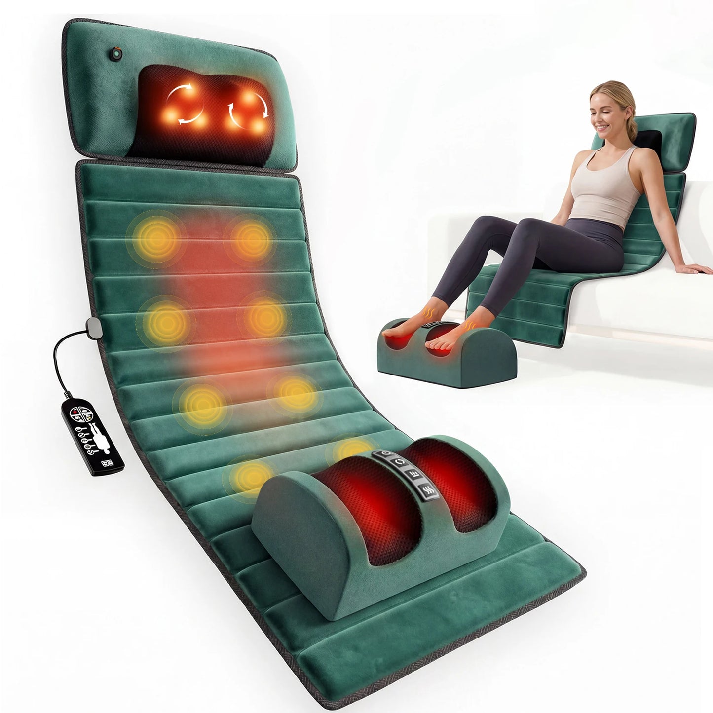 Deep Tissue Full Body Massage Mat, Massager Whole Body Vibration Massage Pad for Back Neck Lumbar Leg, Portable Massage Machine, 10 Vibrating Motors Detachable Massage Pad, Back Pain Relief Muscle Relaxation for Home Office B