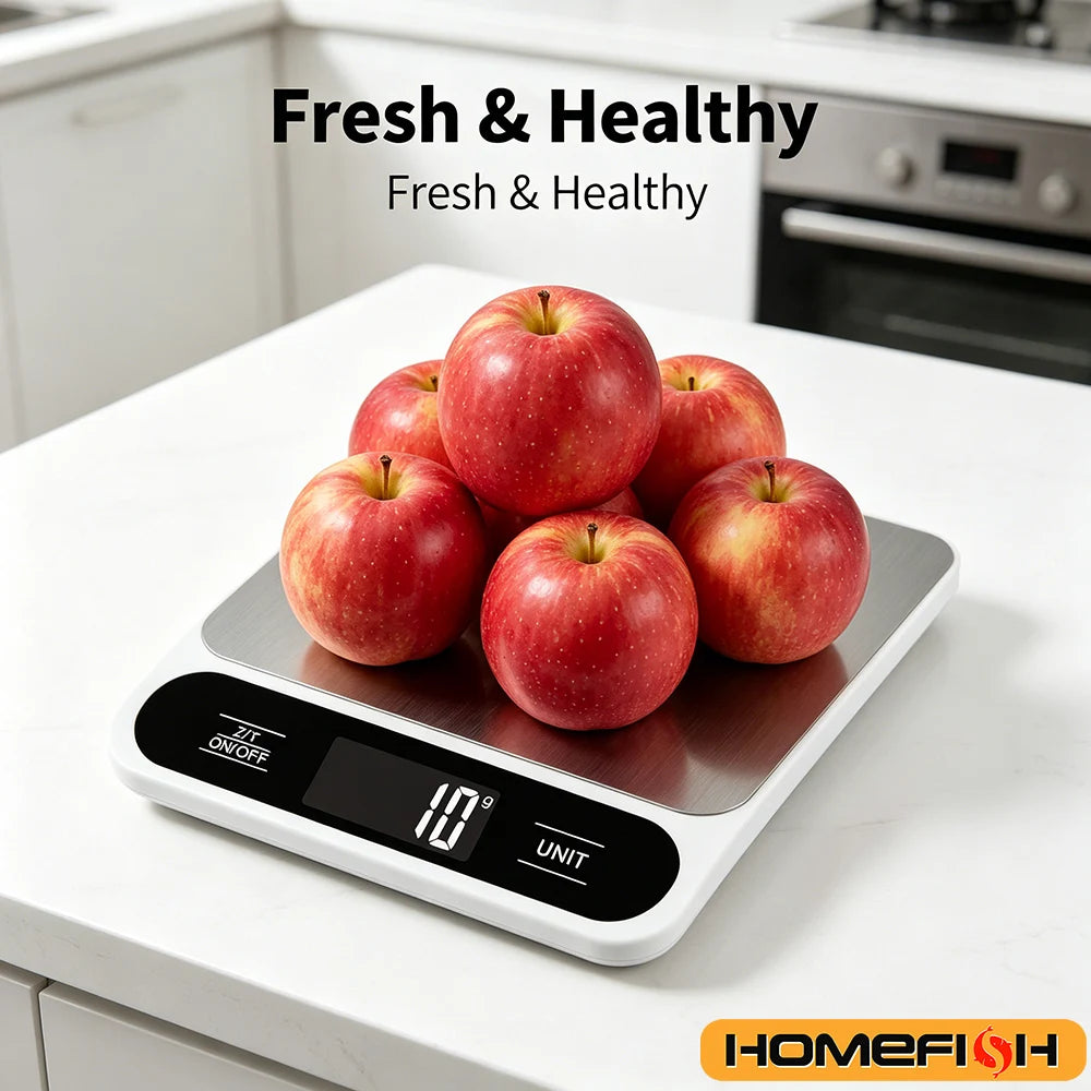 Electronic Kitchen Baking Scale Digital Food Weight ScaleStainless Steel 5kg/10kg Capacity 1g Precision, Measures in Grams
