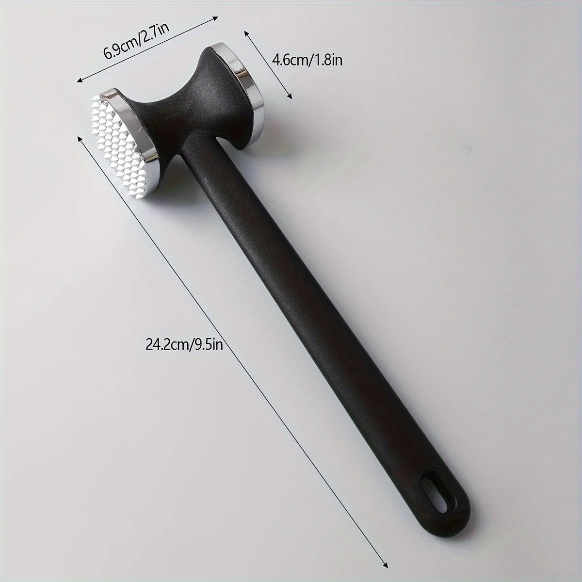 Heavy Duty Kitchen Meat Tenderizer Hammer with Rubber Grip, Stainless Steel Head for Effortless Pounding and Tenderizing