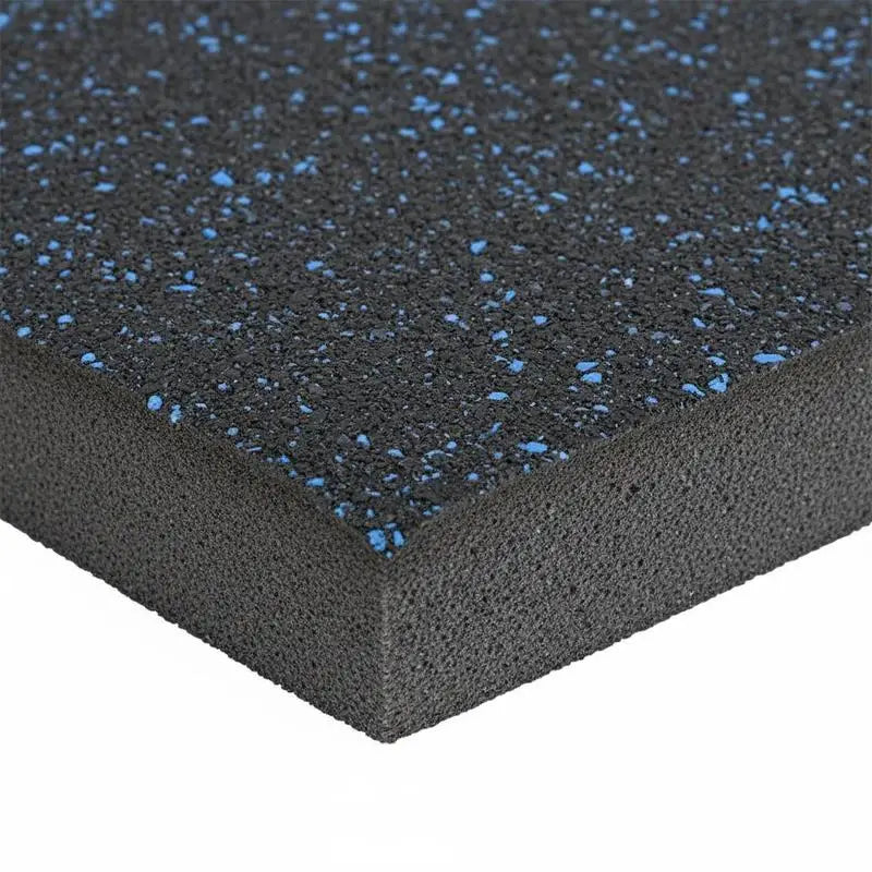 Rubber Top Workout Flooring 25" x 25" x 0.56" For Home Gym, Garage, Fitness Studio, 12 Tiles Interlocking Puzzle Mats High Density EVA Foam 48 Sq.Ft Coverage Black & Blue