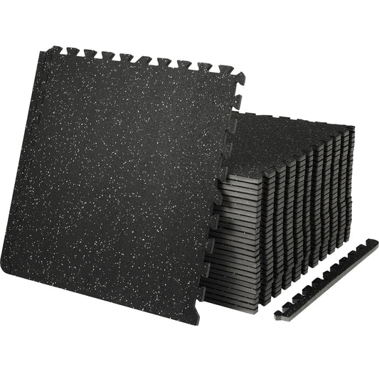 SucceBuy 25/12/6 PCS 1/2 inch Thick Gym Floor Mats EVA Foam Rubber Top Interlocking Workout Floor Mats Waterproof Exercise Mats