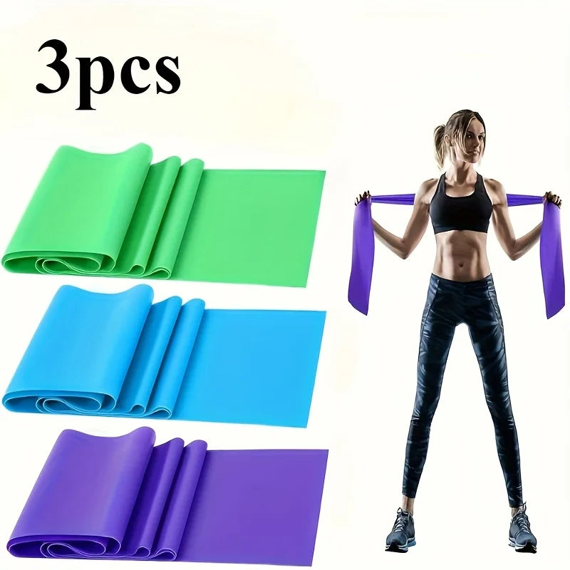 4 Pack Yoga Resistance Bands: TPE Elastic Stretch Bands for Physical Therapy, Fitness, Yoga, Pilates, Rehabilitation, and Stren