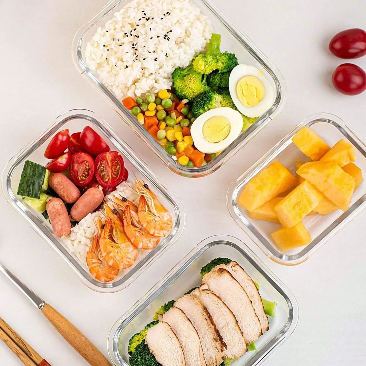 10 Pack Glass Meal Prep Containers, Food Storage Containers With Lids Airtight, Glass Lunch Boxes, Microwave, Oven, Freezer And Dishwasher
