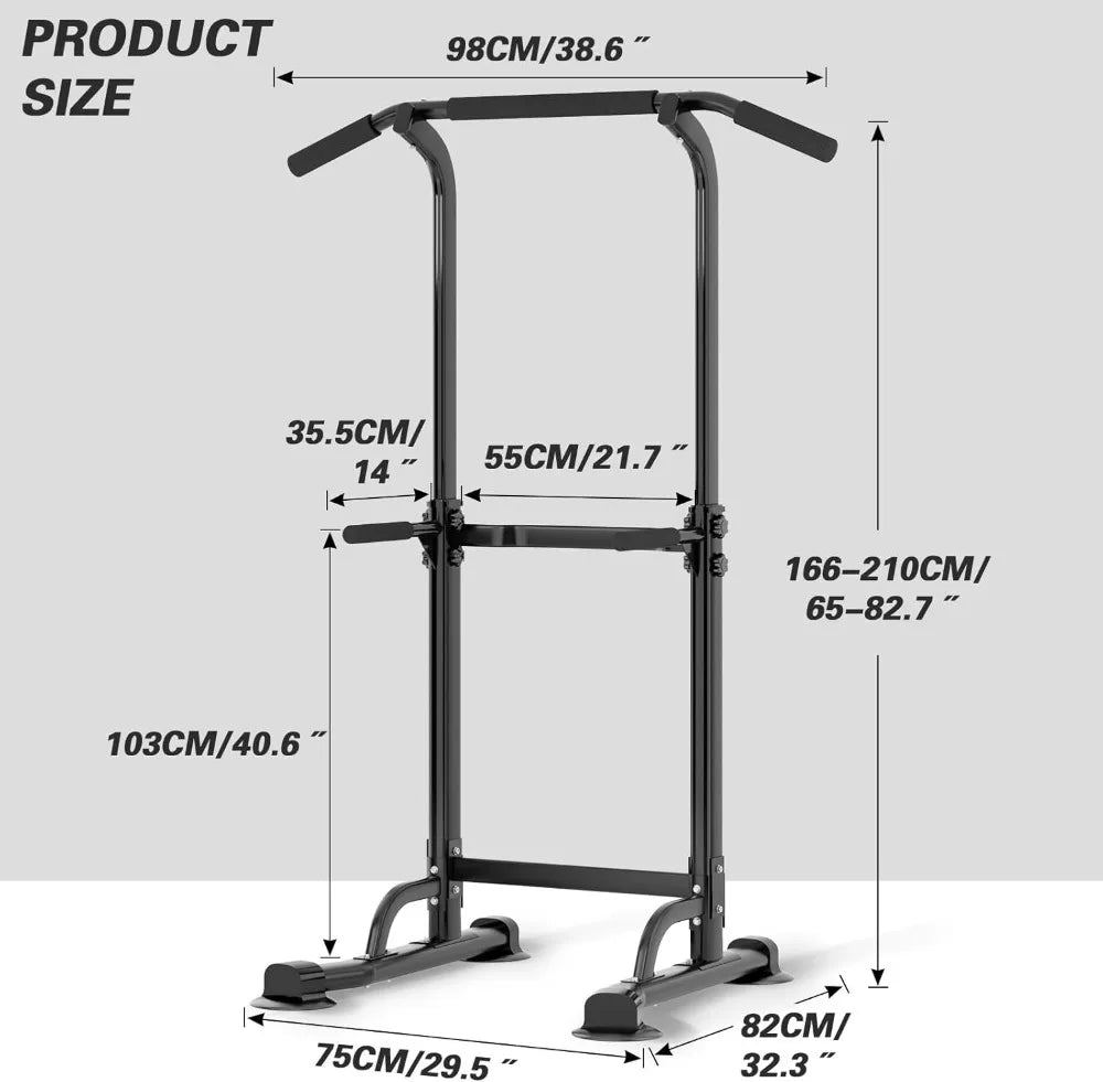 Free Standing Pull Up Bar & Dip Station, Height Adjustable Home Gym Strength Training Equipment