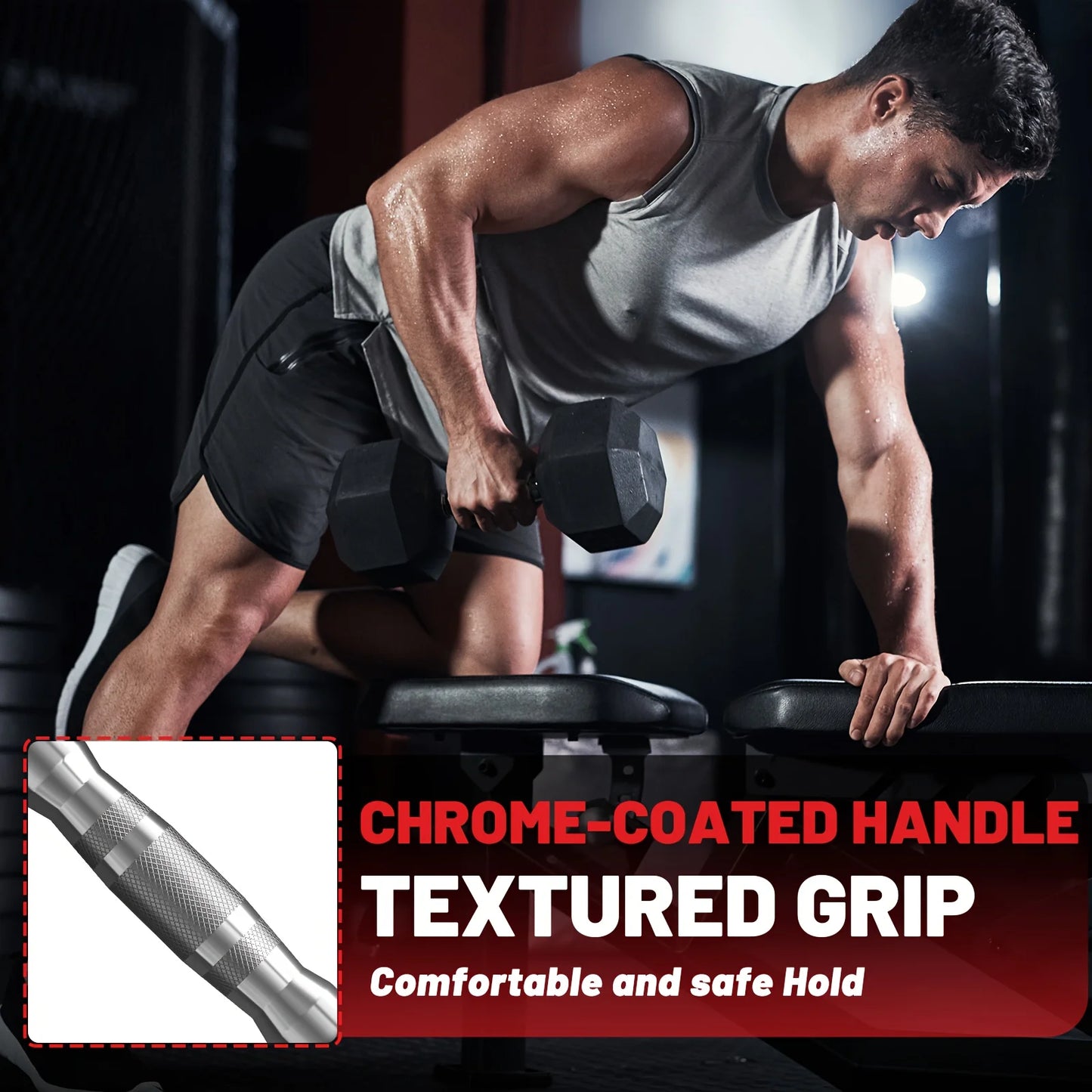 40-355LB HEX Dumbbell Set Rubber Encased Home Gym Dumbbells For CrossFit & HIIT, Strength Training Weights With Ergonomic Grip, Durable Cast Iron Construction & Non-Slip Rubber Coating For Full-Body Workouts, Ideal For Fitnes