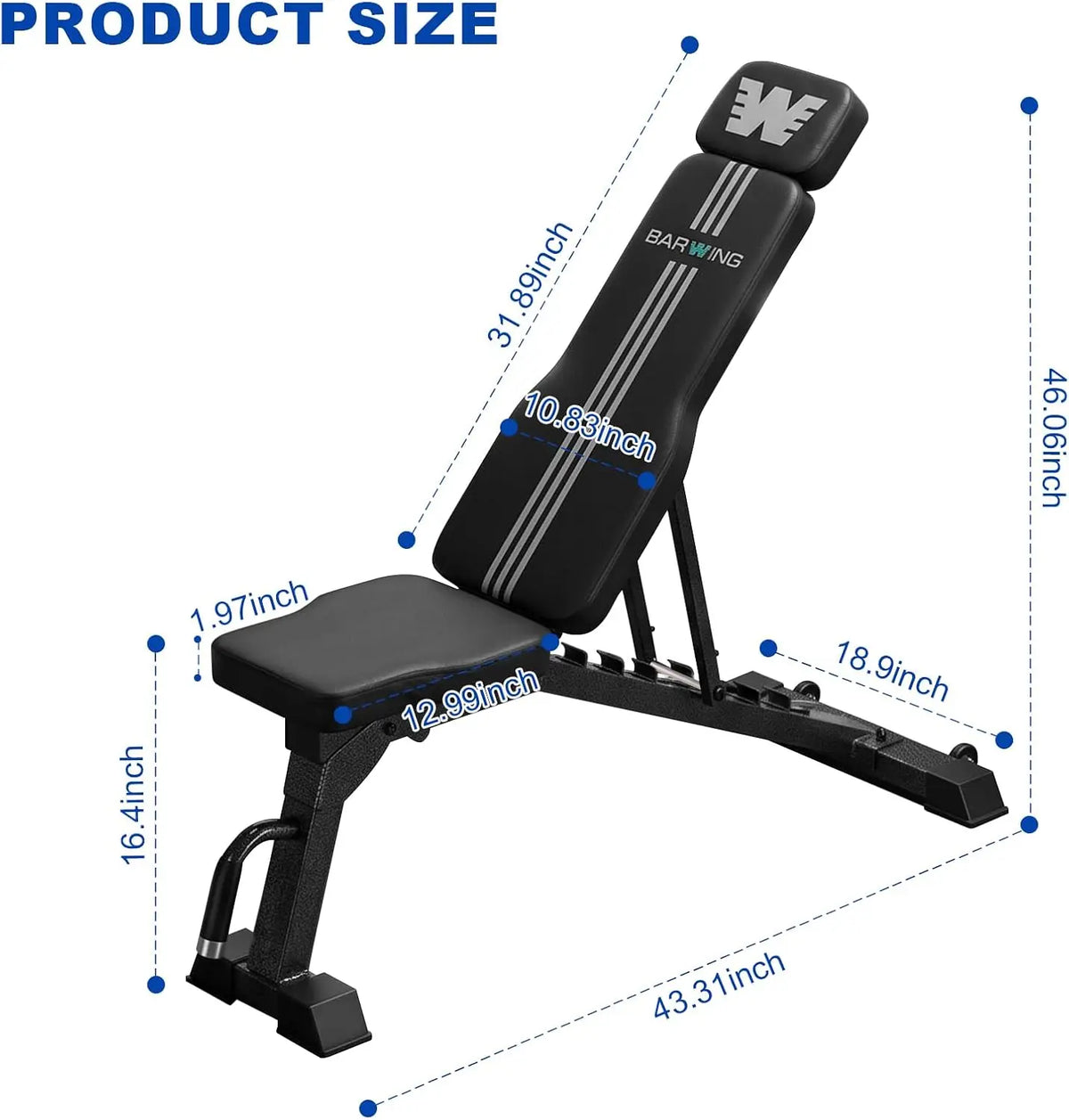 Exercise Bench, Adjustable Weight Bench for Workouts
