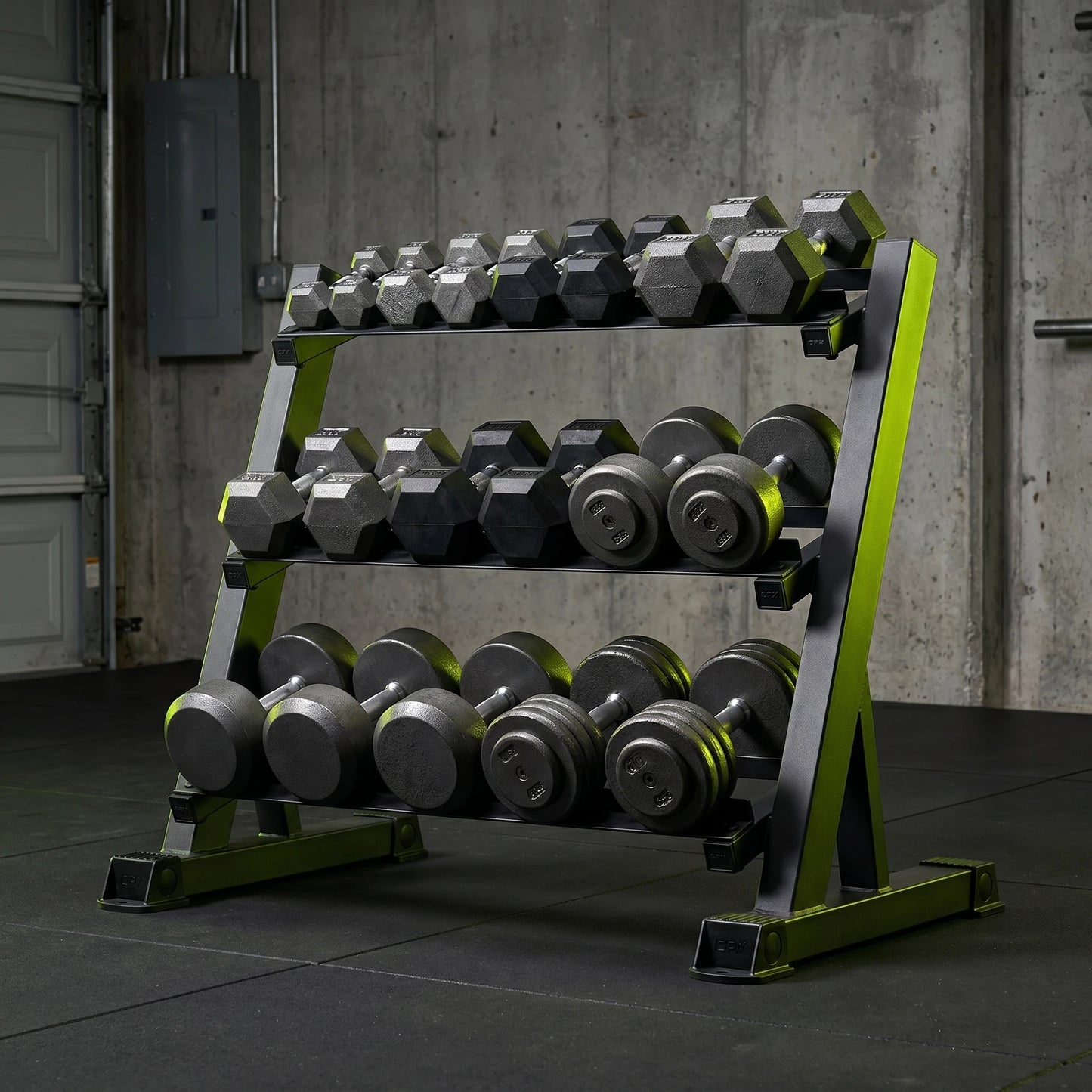 3-Tier Adjustable Dumbbell Rack (39.37in / 100cm), 1000LBS Heavy Duty Steel Gym Storage Stand with Anti-Rust Powder Coating & Floor Protection Feet for Home/Commercial Fitness