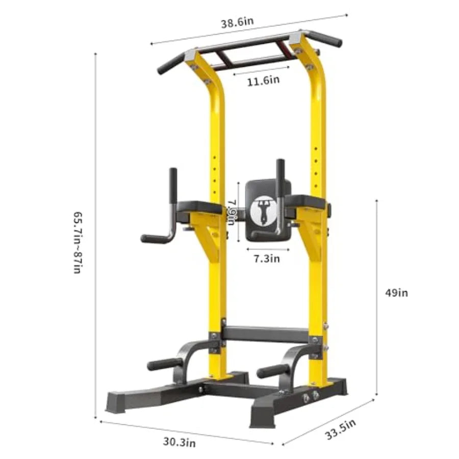 SogesPower Multi-Function Power Tower Pull Up Bar Station 10-Level Adjustable Height Home Gym Workout Equipment Steel Black Str