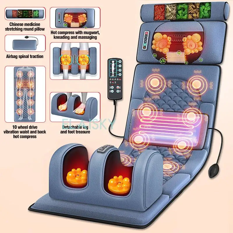 From USA Electric Massage Mattress Vibrating Heating Infrared Massager Cushion For Neck Back Foot Full Body Pain Stress Relief