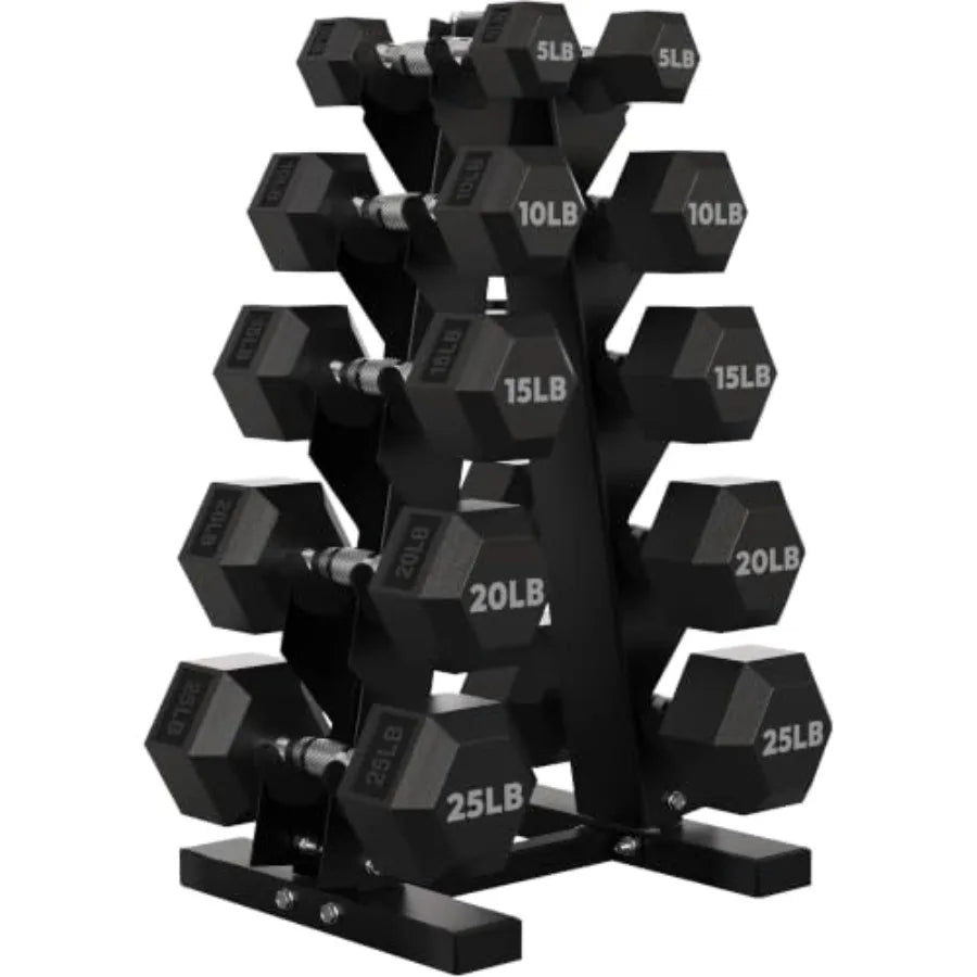 Hex Dumbbell Set with A-Frame Rack, 150