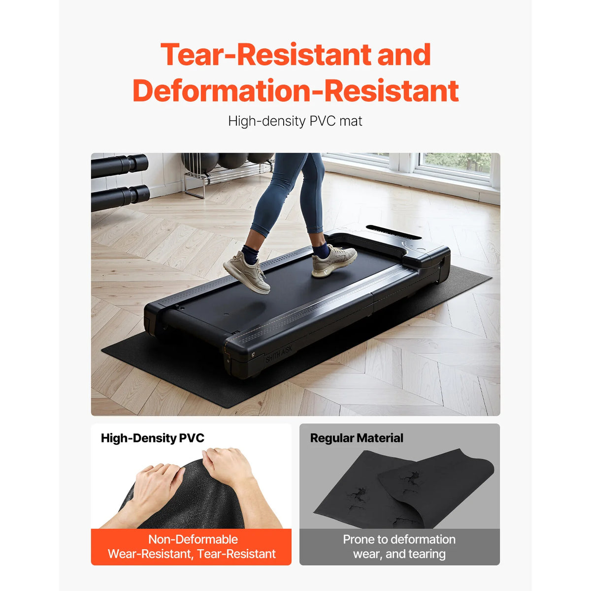 Treadmill Mat for Carpet Floor 0.16/0.24 in Thickness High Density PVC Waterproof Non-slip Mat for Elliptical Home Gym