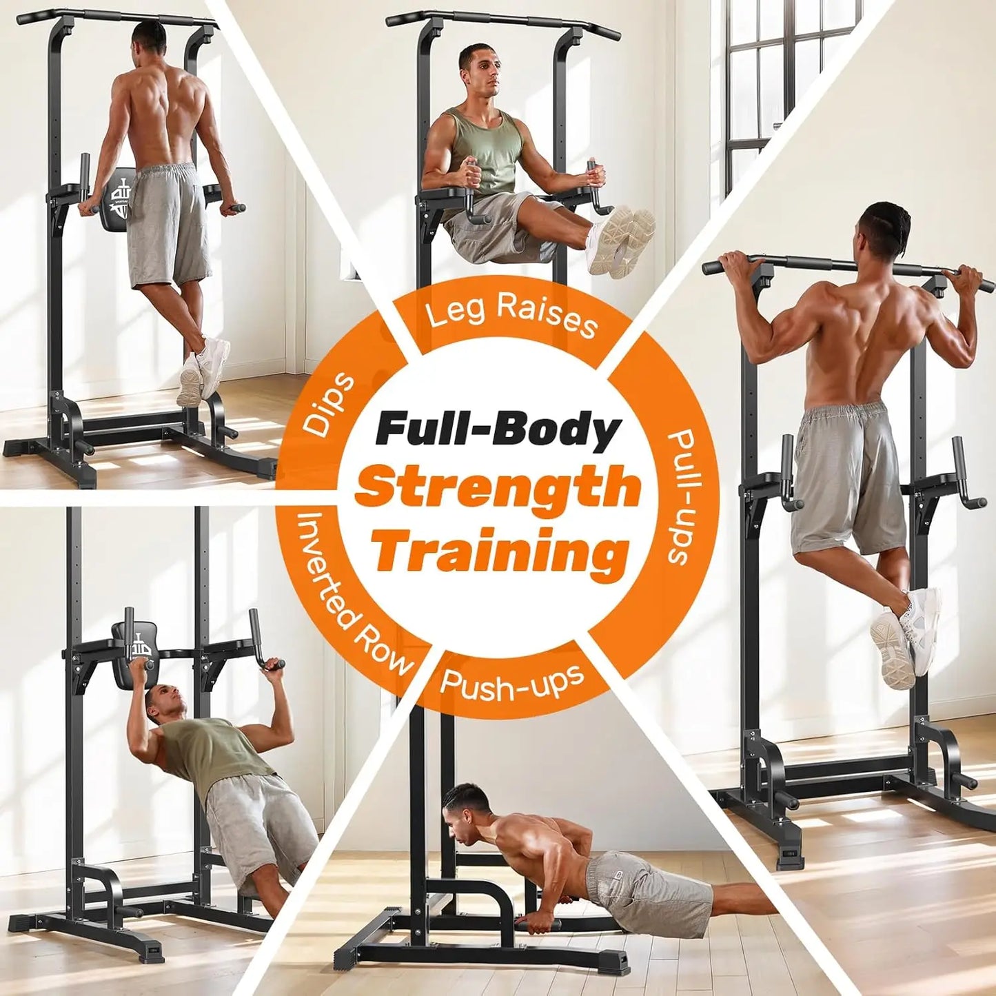 Power Tower Pull Up Bar Station, 450LBS Stable Pull Up Dip Station for Home Gym Strength Training
