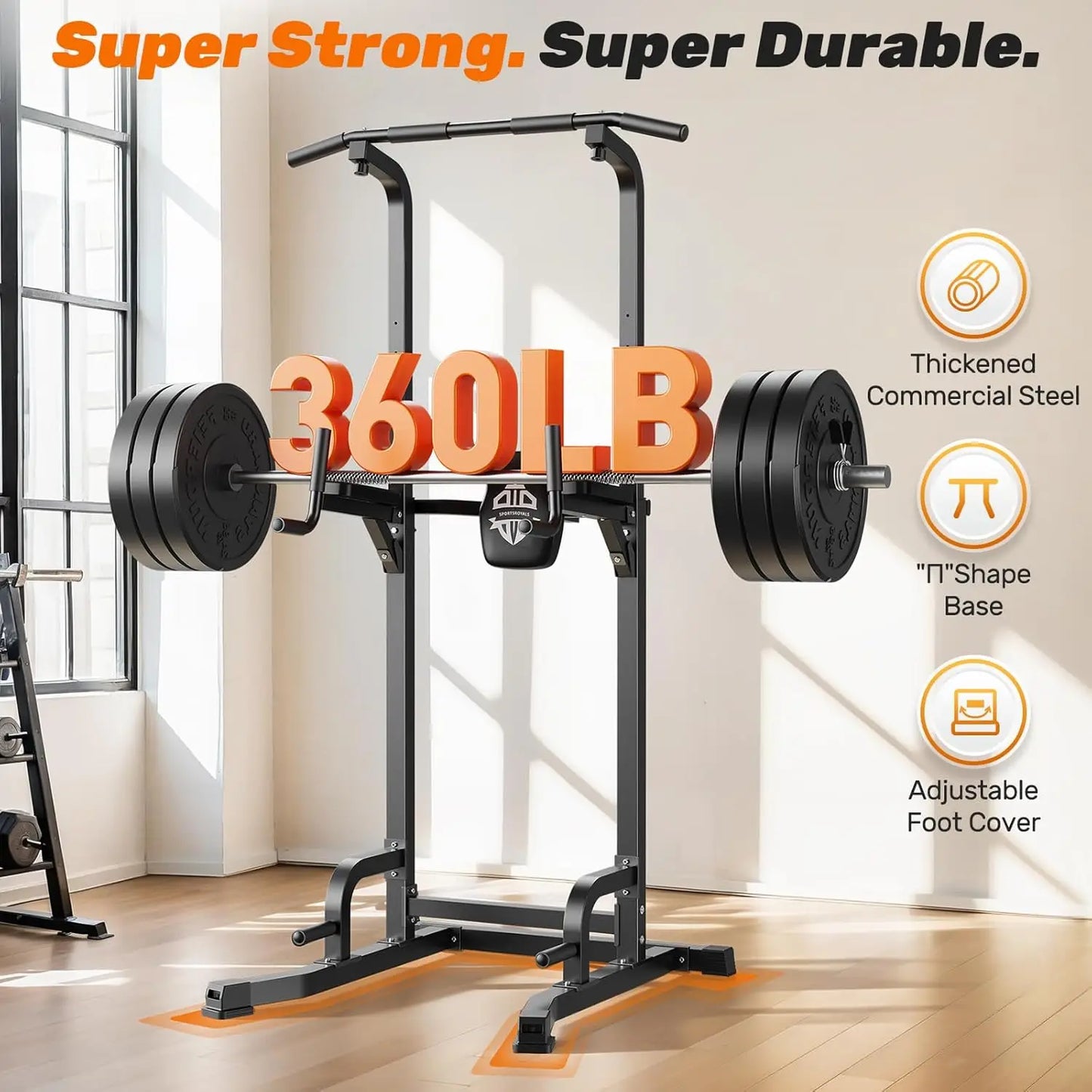 Power Tower Pull Up Bar Station, 450LBS Stable Pull Up Dip Station for Home Gym Strength Training