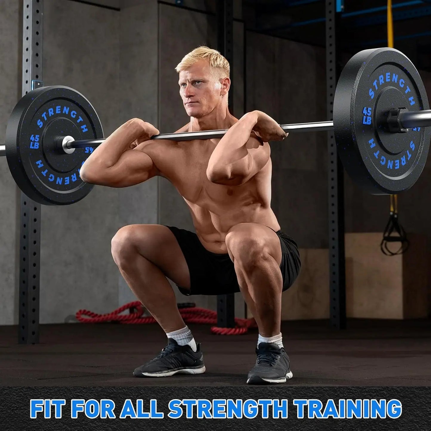 Pro-Grade 2" Bumper Plates 190LB Set, High-Bounce Colored Fleck-Rubber Weight Plates, Floor-Protective＆Noise-Reducing
