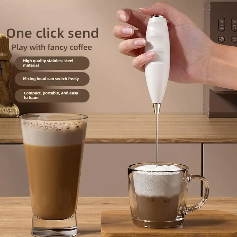 Wireless Electric Milk Frother Battery-Powered Handheld Foamer Coffee Cream Soup Peanut Butter Egg Whisking Baking Accessories