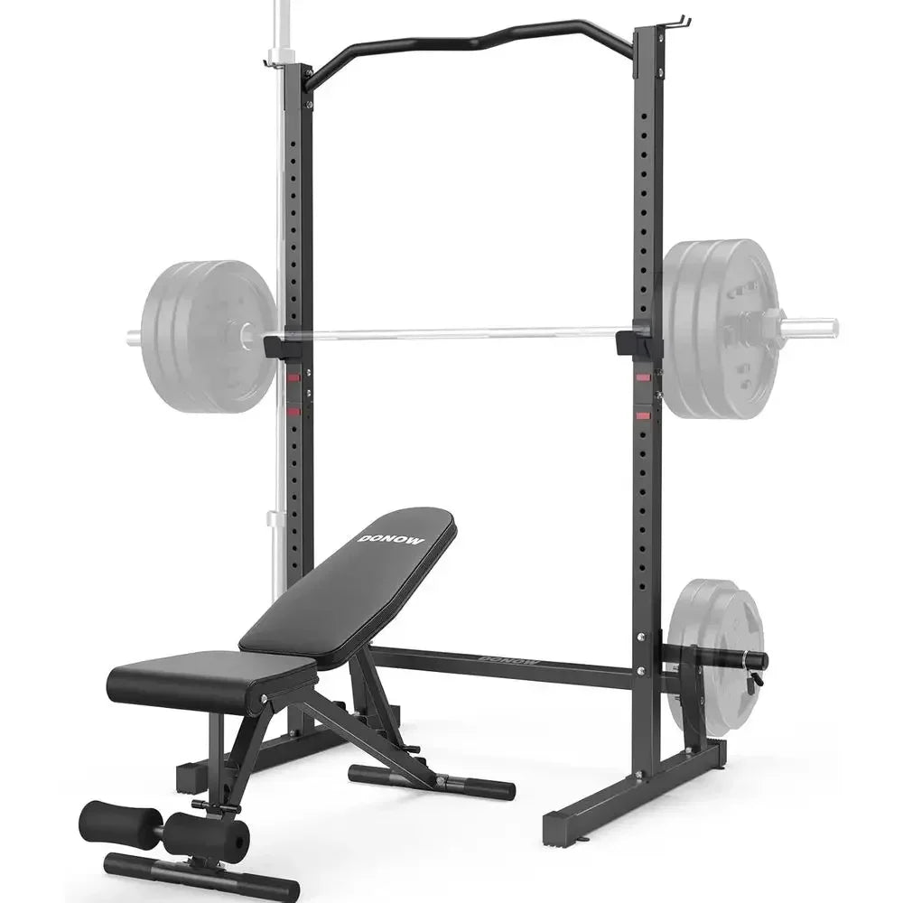 Adjustable Squat Rack and Weight Bench for Strength Training