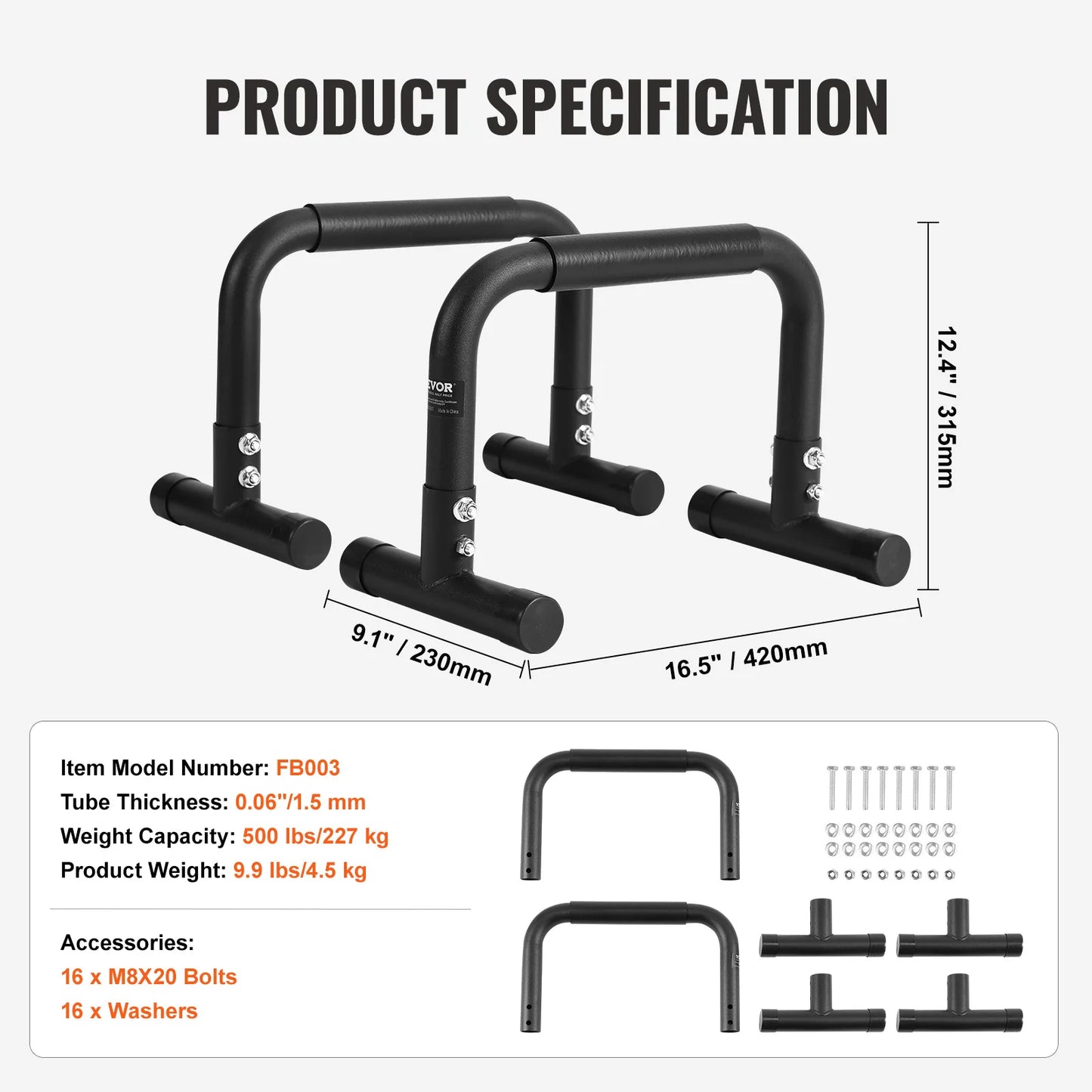 SucceBuy Dip Bar 440/500lbs Capacity Heave Duty Dip Stand Station with Adjustable Height Fitness Workout Bar Station Stabilizer