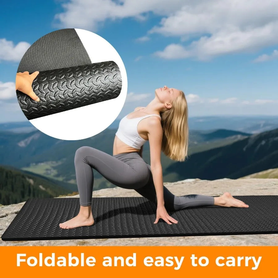 4x6ft Gym Floor Mat 10mm Thick - Large TPE/NPE Foam Workout Mat for Home Gym Garage Floor Yoga Exercise - Non-Slip Eco-Friendly