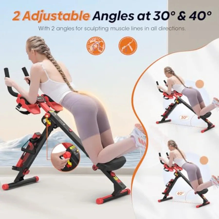 Rowing Machine, 4 in 1 Rowing and Ab Machine with 2 Levels of Workout Resistance, Quiet & Foldable Rower Machine with 3 Adjusta