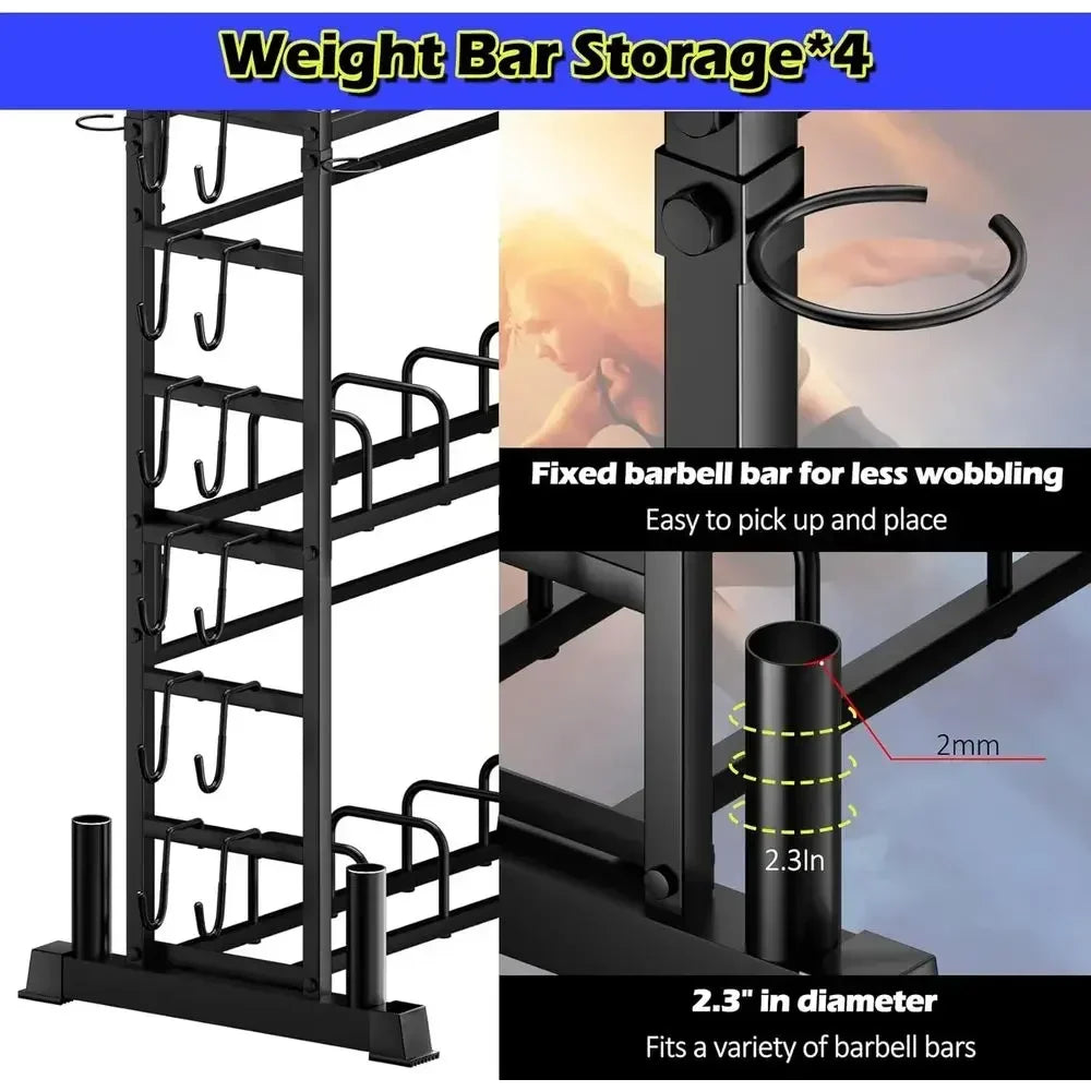 Weight Plate Storage Rack for Home Gym, 3-Tier Kettlebell Stand, Strength Training Equipment, 2700lbs Capacity