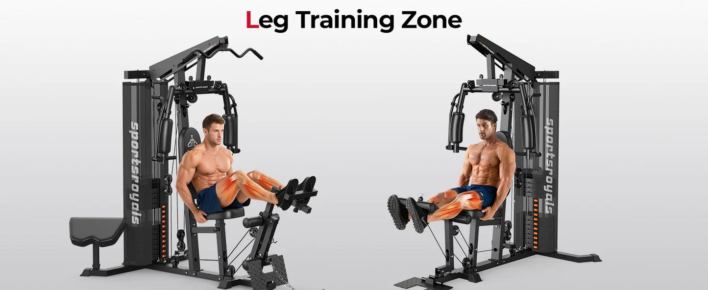Sportsroyals Home Gym Equipment, 150LBS Weight Stack, Full Body Workout Machine with Pulley System for Strength Training