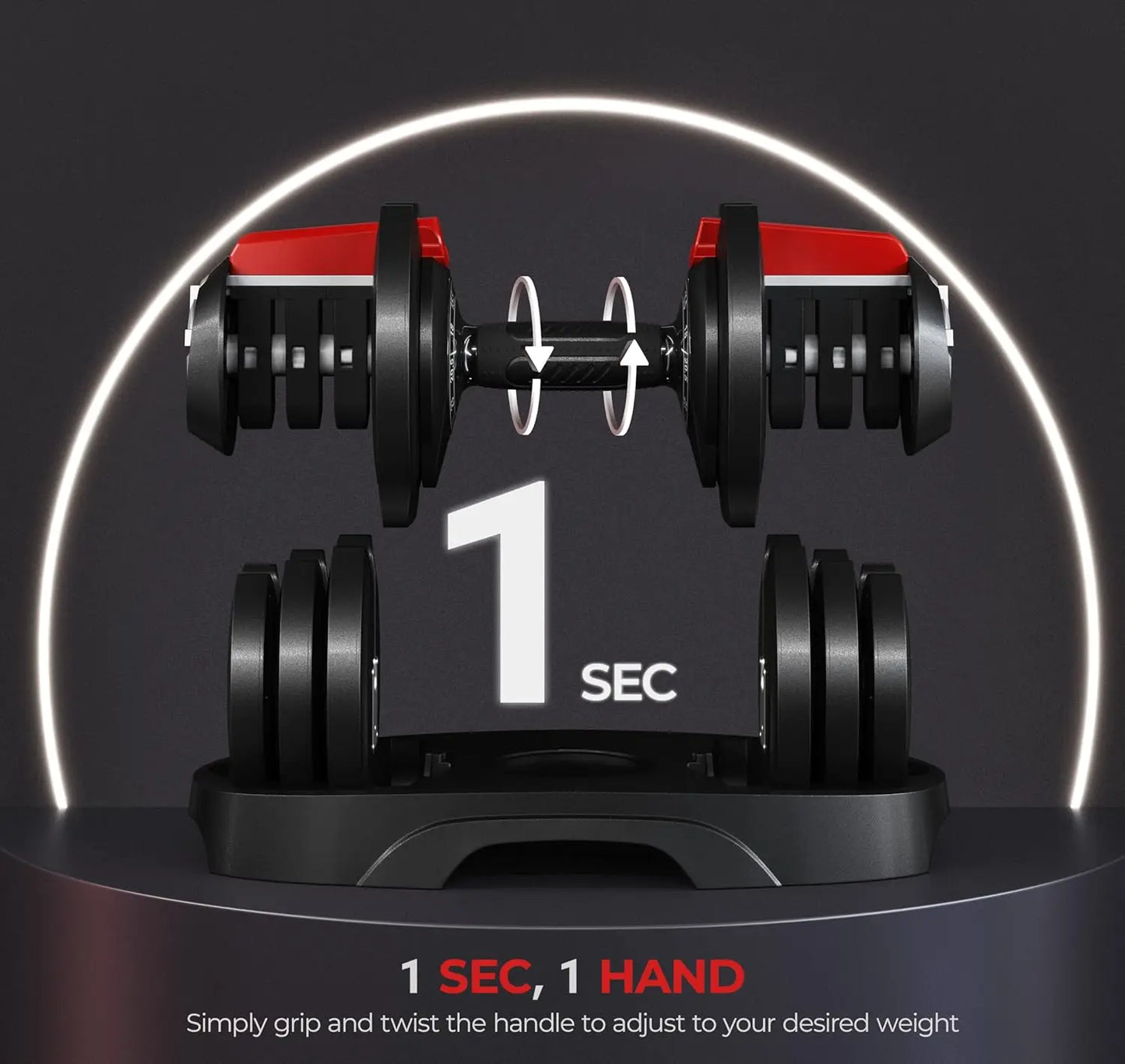 Adjustable Dumbbell Set 28 LBS Adjustable Dumbbells Fast Adjust Dumbbell Weight Set with Anti Slip Handle and Tray for