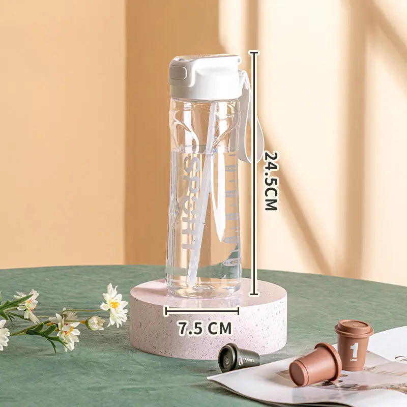 800ML Transparent Plastic Straw Water Bottle Large Capacity Portable Sport Cup