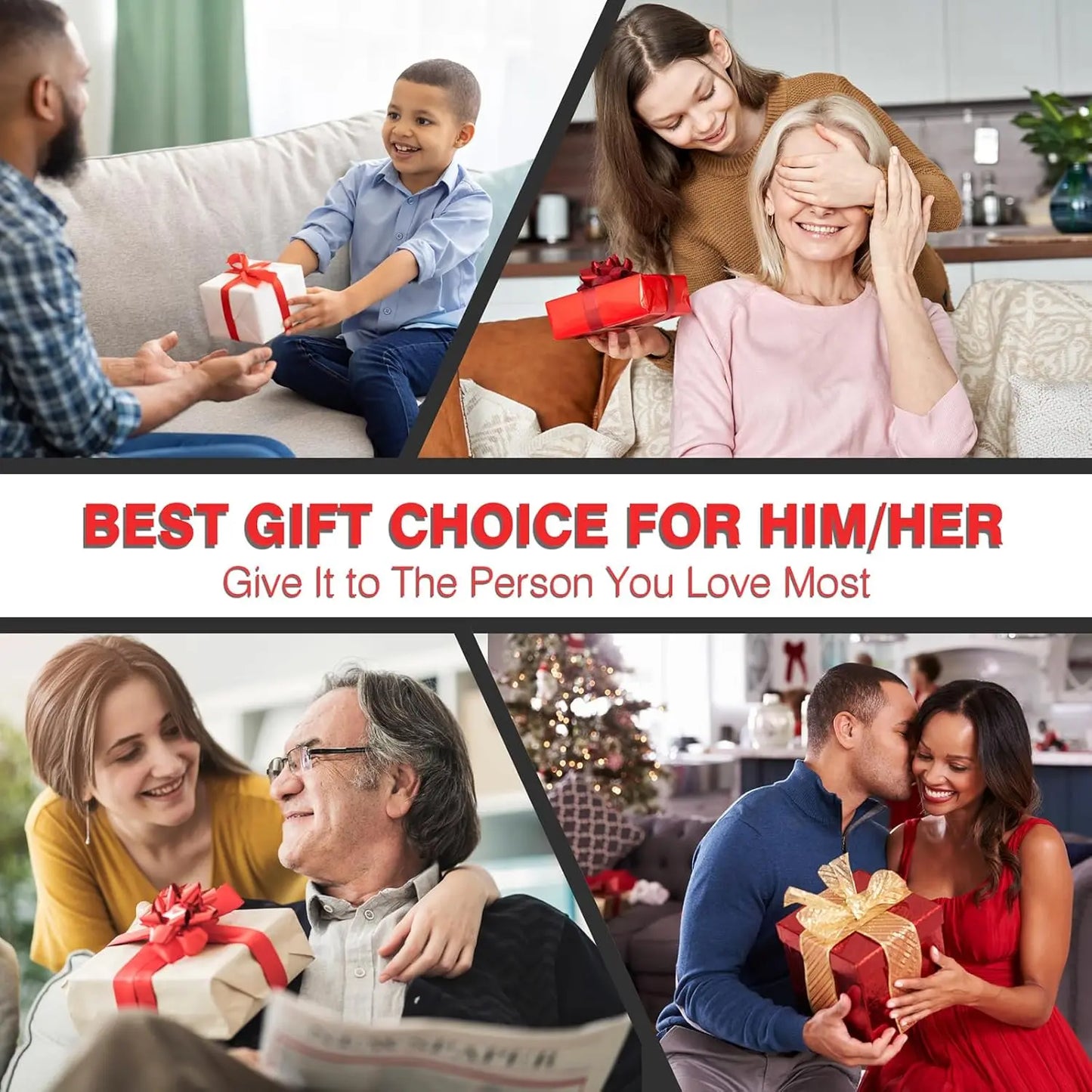 Massage Gun Deep Tissue for Pain Relief with 4 Massage Heads & 6 Speeds, Electric Mini Handheld Body Massager for Any Pain Relief, Best Gifts for Dad and Mom