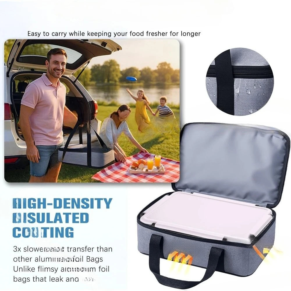 Portable Snackle Box Container with Ice Pack, Divided Serving Tray with Insulated Bag or 8+ Hrs Cooling