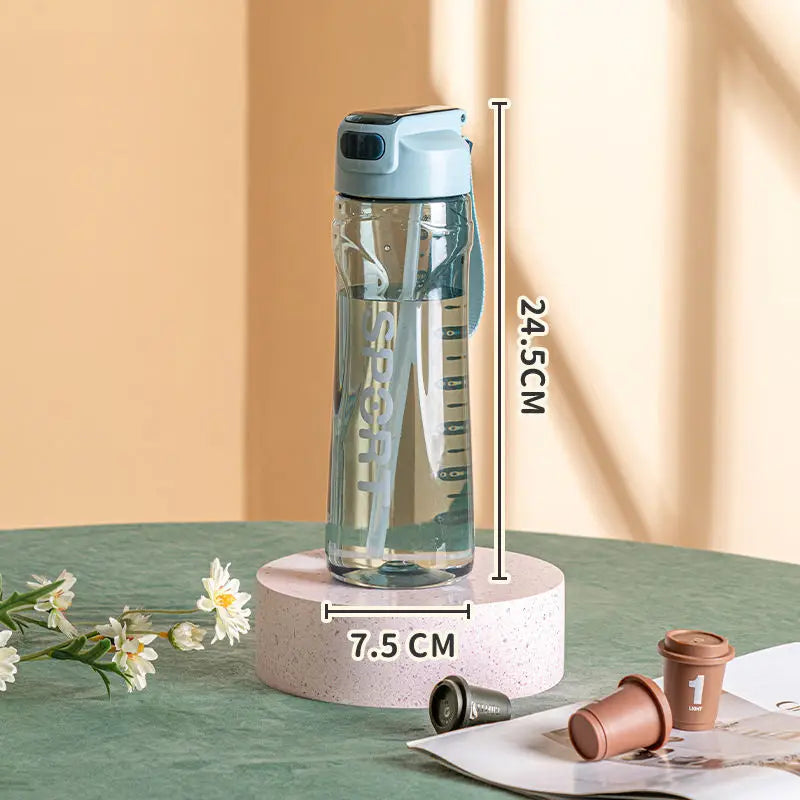 800ML Transparent Plastic Straw Water Bottle Large Capacity Portable Sport Cup