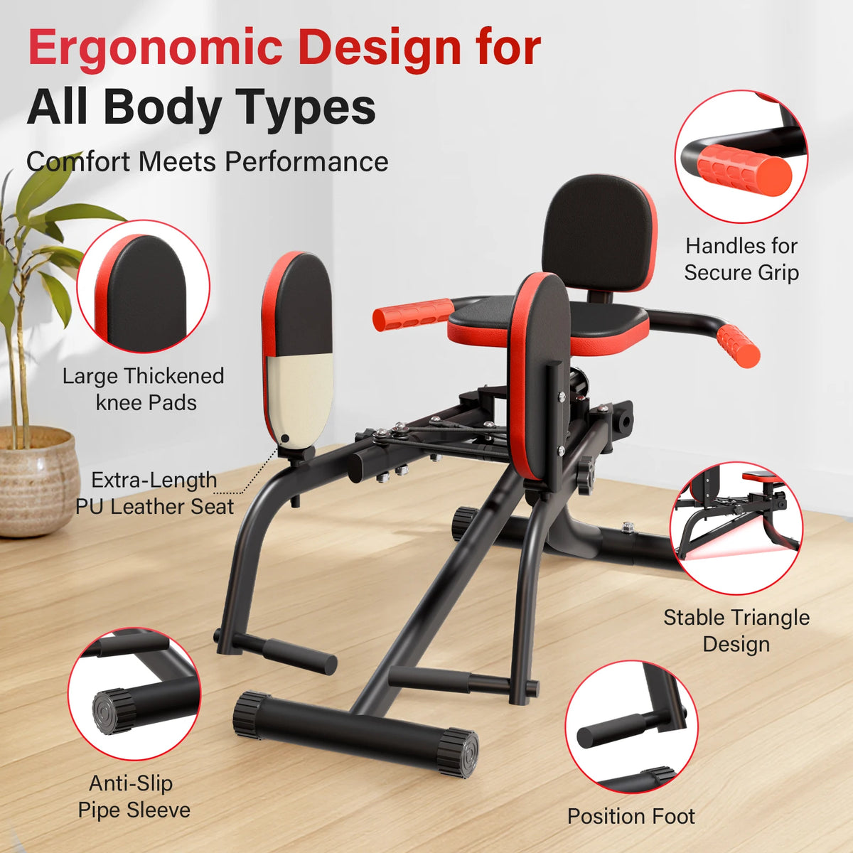 Home Hip Thigh Exercise Equipment Trainer Leg Abduction Machine Foldable Dual-Motion Inner & Outer Thigh Sculptor Unisex Gym Equipment for Home Workout