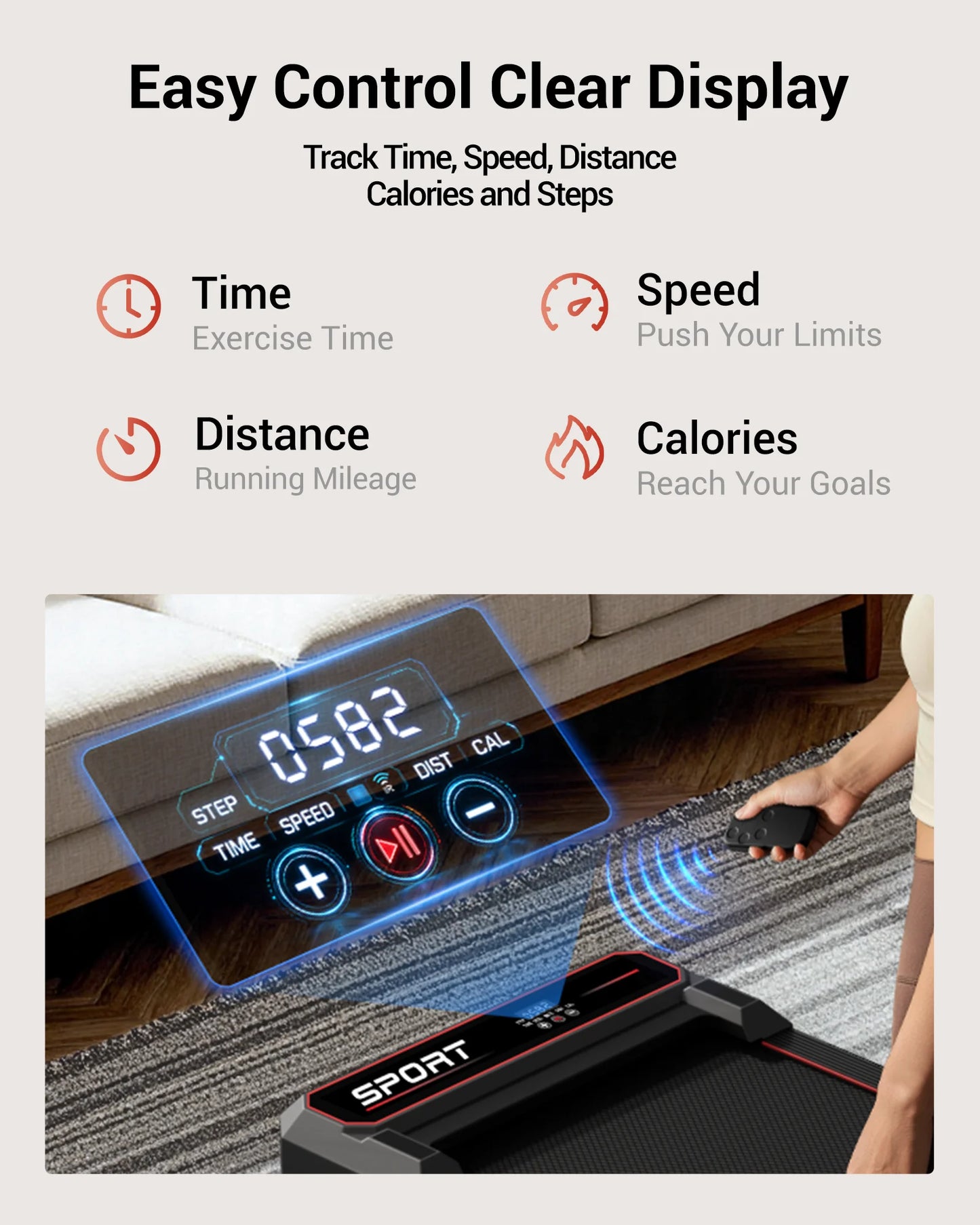Foldable Walking Pad Treadmill, Under Desk Walking Machine for Home Office, Portable Compact Electric Treadmill with LED Display