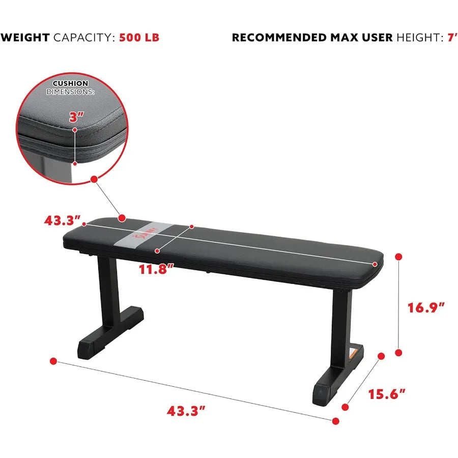Flat Weight Bench Optional Dumbbell Rack for Strength Training, Full Body Workout, Exercise, Home Gym