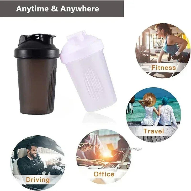 1pc Portable Protein Shaker 400ml/600ml Fitness Bottle with Whisk Ball for Fitness Enthusiasts Athletes For Outdoor Gym Sports