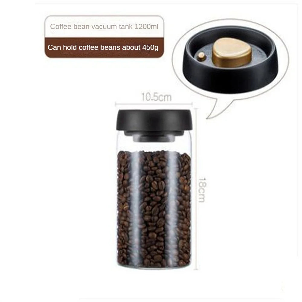 1pc Coffee Beans Vacuum Sealed Tank Household Glass Food Storage Tank For Moisture-proof Air Extraction