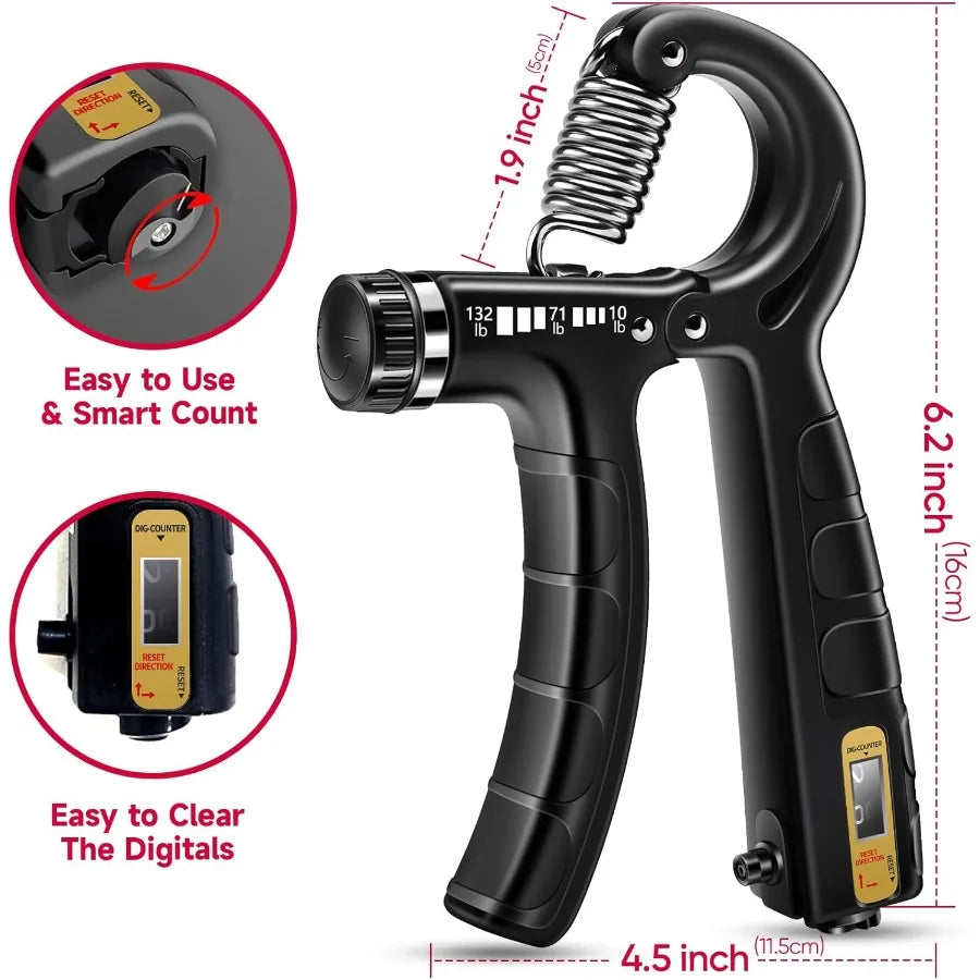 Hand Grip Strengthener Workout Kit 5 Pack 2 Forearm Grip Adjustable Resistance Hand Gripper Finger Stretcher Grip Ring